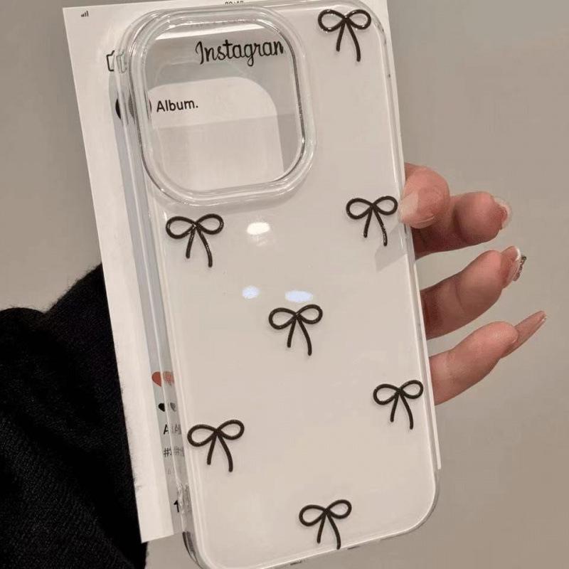 Apple 17 Pro Max Bowknot Phone Case, Compatible with iPhone 16, IMD Design, White Background, Style 15 & 14, Cross-border 13.