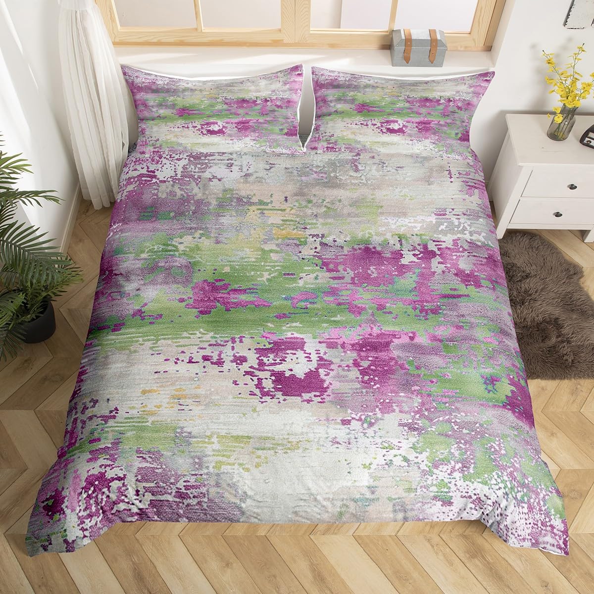 

Comforter Abstract Watercolor Exotic Teal Pastel Bedding Set Vintage Trippy Batik Grunge Aesthetic Comforter Comforter (quilt)-EU Single(135*200cm)3pcs