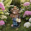 Garden Highland Cow Statue with Battery Powered Lantern, Small Highland Cow Figurine with Welcome Sign, Outdoor Resin Sculpture for Lawn, Patio, Porch