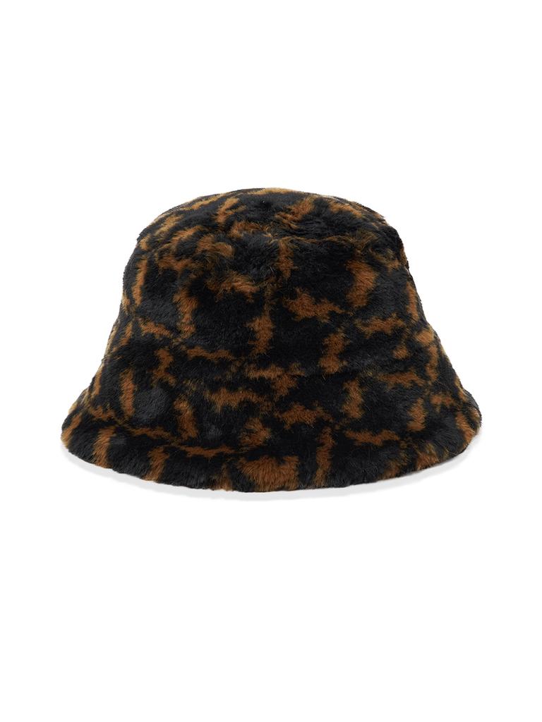 VEGAN TIGER Small Icon Jacquard Fur Bucket Hat Black