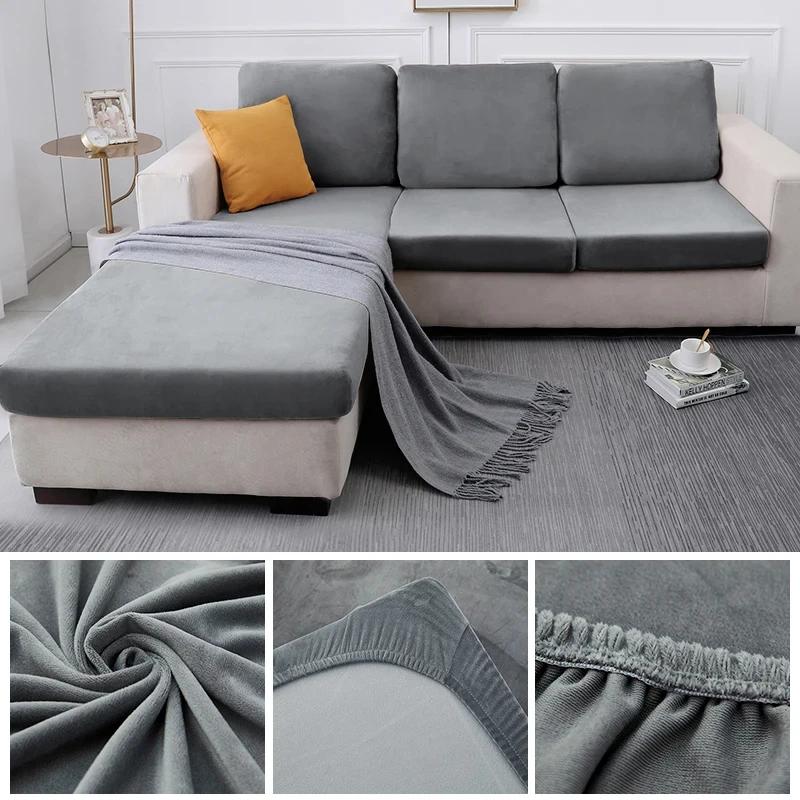 Velvet sofa cushion cover for living room elastic thicken stretch L shape corner armhair sofa slipcover furniture protector