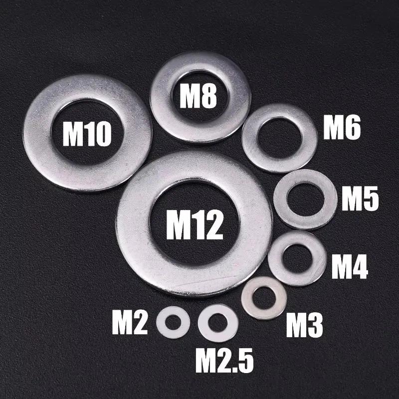 80-360Pcs Stainless Steel Washer Assortment Kits Metal Screw Flat Washers Rings Plain Gaskets Fasteners for Screws Bolts M2-M12
