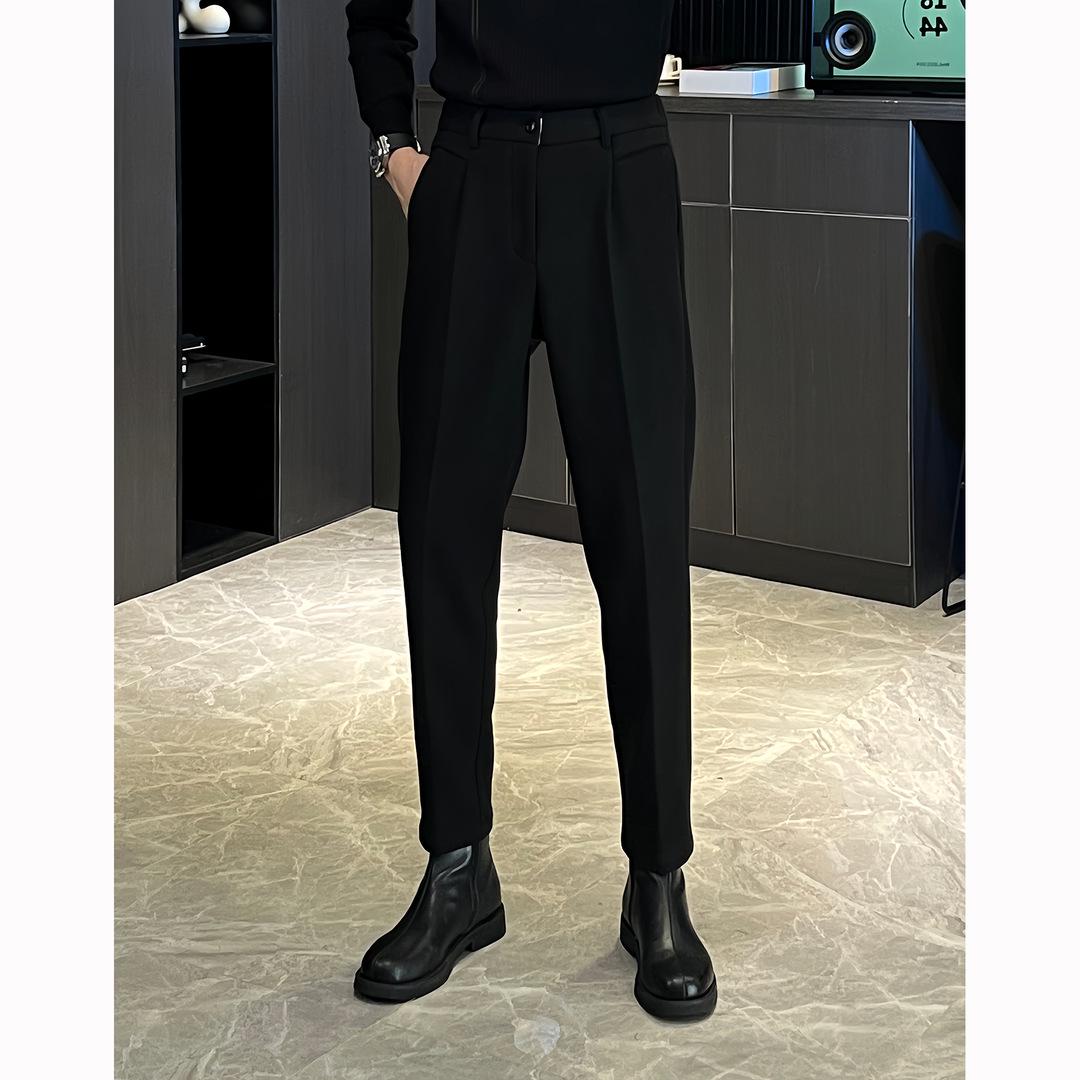 

Men s Winter Elastic High-Waist Tapered Pants - Wrinkle-Resistant, Versatile & Casual 34 for 165-175 lbs чорний