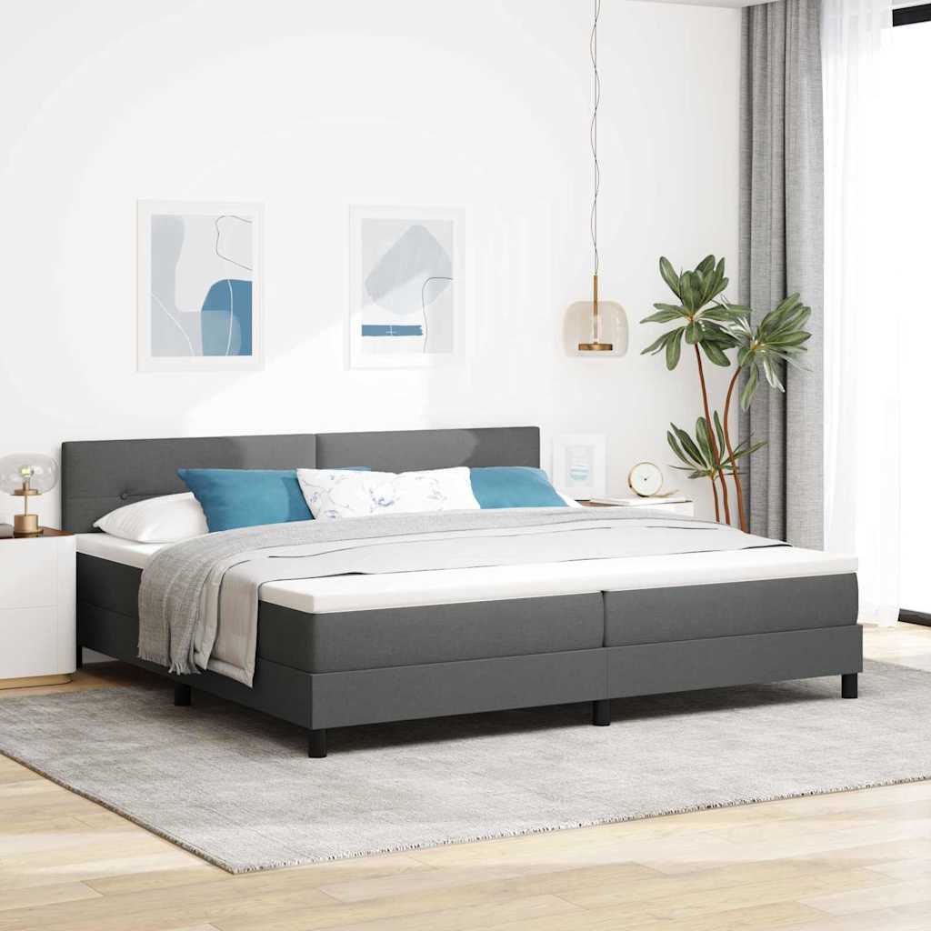 Boxspring Bed with Headboard Dark Gray 200 X 200 Cm Fabric