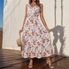 Independent station long dress summer new European and American women's clothing printed sleeveless dress