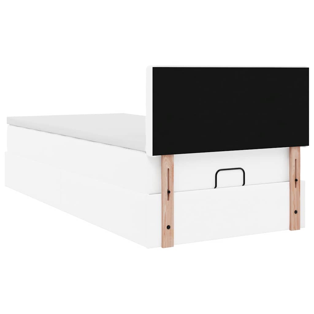 Ottoman Bed with Mattress White 80x200 Cm Faux Leather