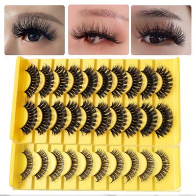 Yousheng 10 Paar Falsche Wimpern 3D-Effekt Realistisch Geschwungenes Russisches Volumen Wimpern Make-up Requisite Alltag