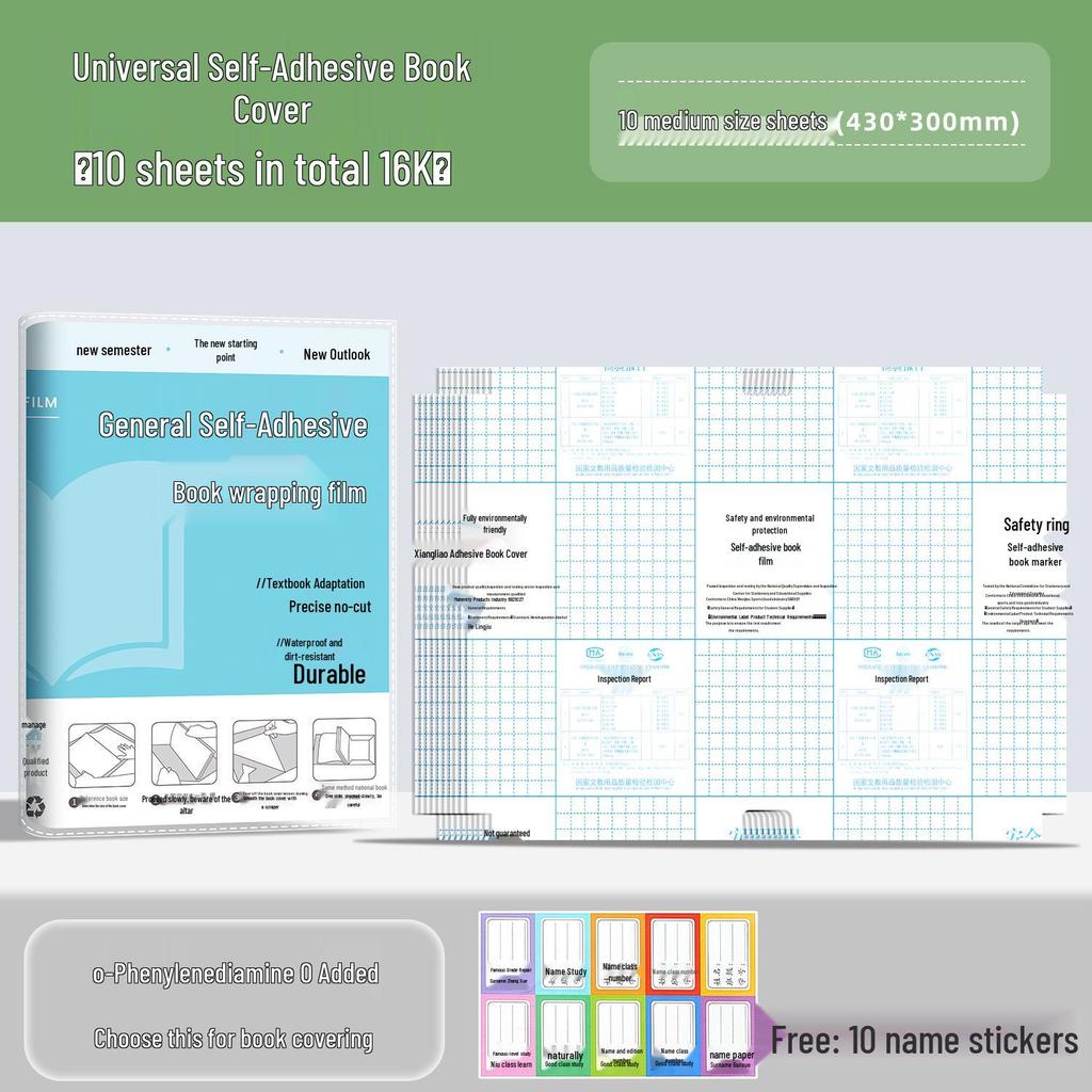 Transparent Self-Adhesive A4/B5 Durable Book Cover Set for Students