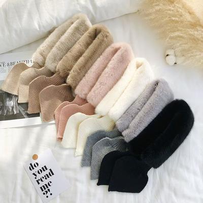 Korean Winter Children Scarf Cute Cold-Proof Kids Neckerchief Solid Color Warm Plush Baby Boys Girls Knitted Bib Scarves
