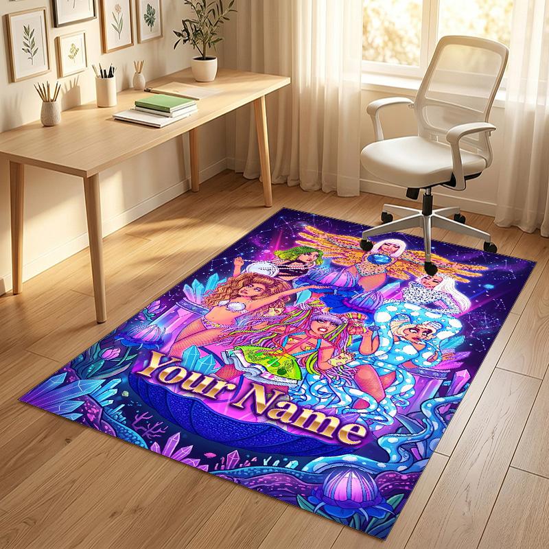 Personalized Crystal Velvet Carpet,Lady Gaga Custom Printed Name, Plush Area Rug For Home Indoor Decor