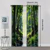 2pcs   Popular Curtain Panels Green Forest Print Versatile 100% Polyester (without rod) All Seasons Use for Kitchen Living Room
