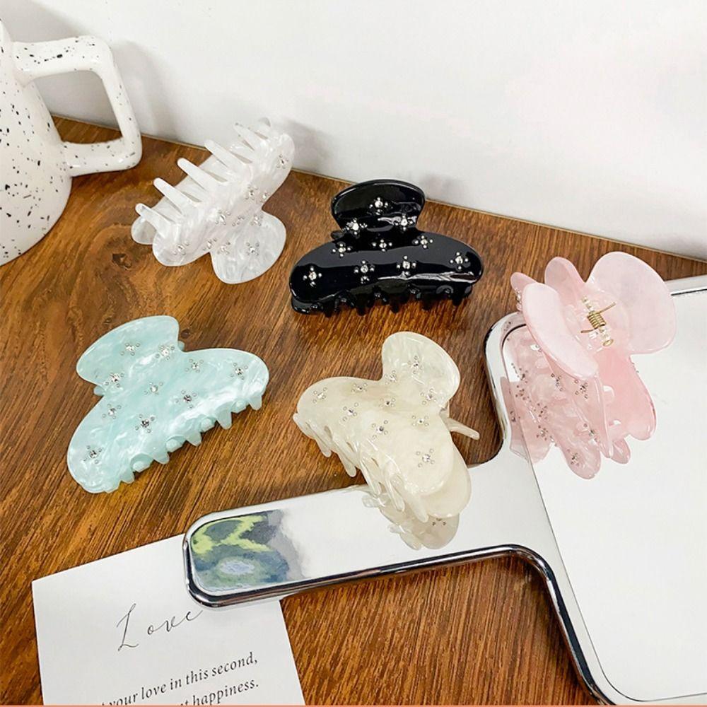 Strass Transparente Acetat Haarspange Schmetterling Strass Haarspange Weiblich