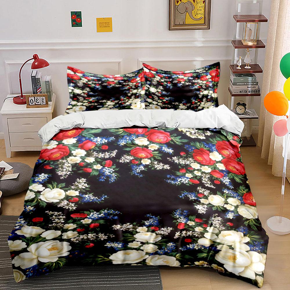 

Red, white, blue flowers. Bedding sets Duvet cover sets Duvet covers Pillowcases(1 * Duvet Cover 2 * Pillowcases, without duvet insert) 135x200cm