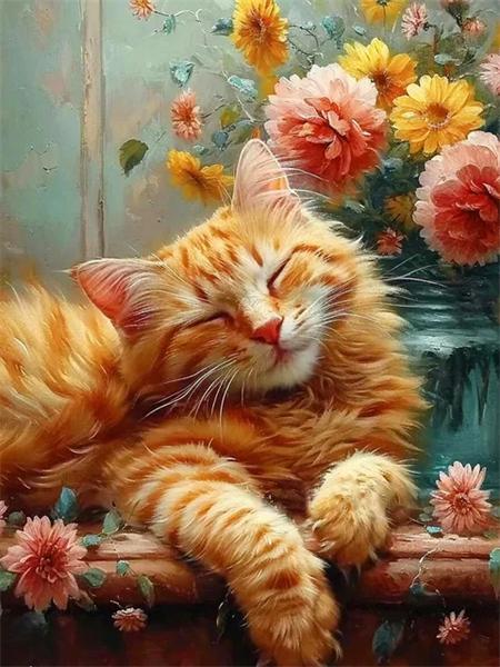 Full Square/Round 5D Diamond Painting Cat Sunflower Home Decor Embroidery Mosaic Animal Wall Art
