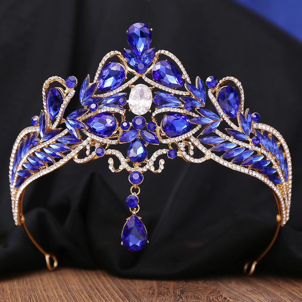DIEZI Korean Elegant Luxury Bridal Opal AB Crystal Pendant Tiara For Women Girls Wedding Party Crown Hair Accessories Headpiece