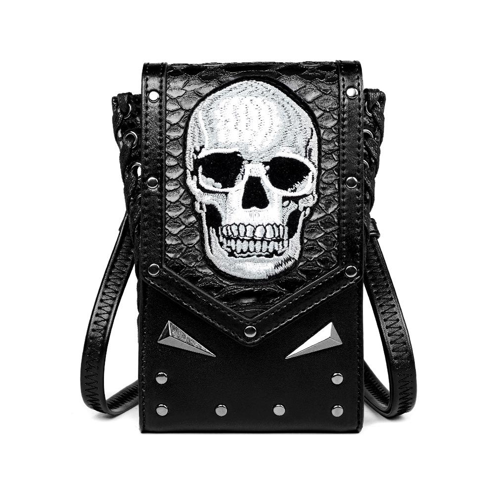 

New Handbag for Women, Single Shoulder Crossbody Bag, Outdoor Skull Motorcycle Bag, Mobile Phone Bag чёрный
