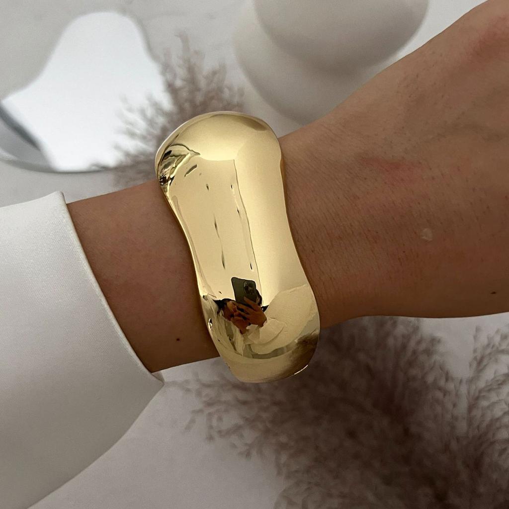 Punk Vintage Irregular Chunky Cuff Bangles for Women Statement Glossy Bracelets Bangles Pulseras Steampunk Men Jewelry
