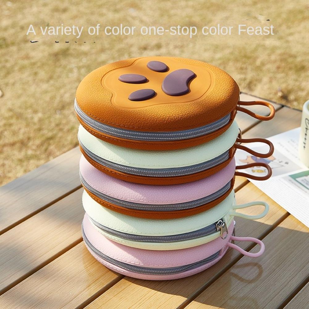Collapsible Double Cat Feeding Bowl Multi-color Feeder Dish Bowl Pet Silicone Foldable Bowl  Travel