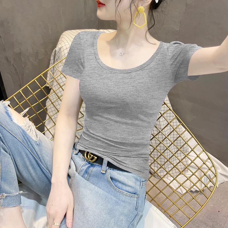 Women's Summer Modal Slim Fit Plus Size Black Short Sleeve T-Shirt