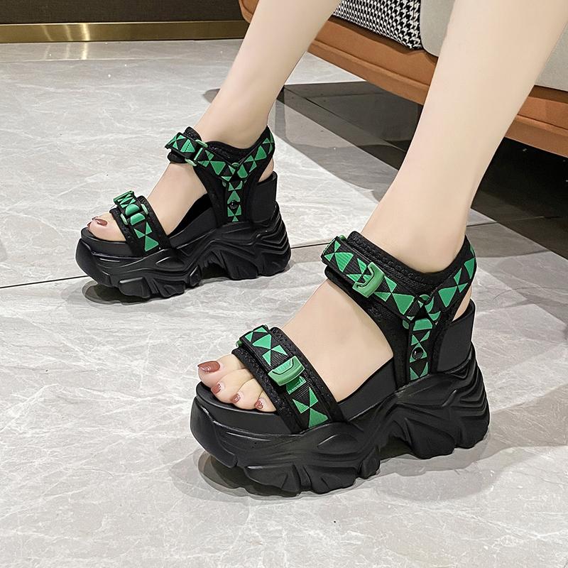 Fashion 10.5CM Summer Women Platform Sandals Open Toe Wedges High Heels Thick Bottom Beach Shoes Woman Casual Comfort Chunky Sandalias