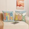Easter Cartoon Bunny Pillow Linen Letter Print Combination Square Pillowcase Living Room Holiday Decorative Cushion