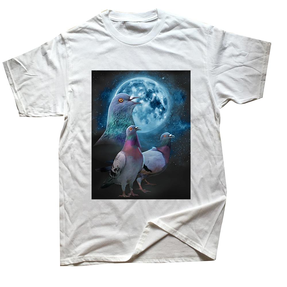 Pigeons Howling at the Moon Funny Bird T Shirt Tee Tops Round Neck Short-Sleeve Fashion Tshirt Clothing Casual Basic T-shirts