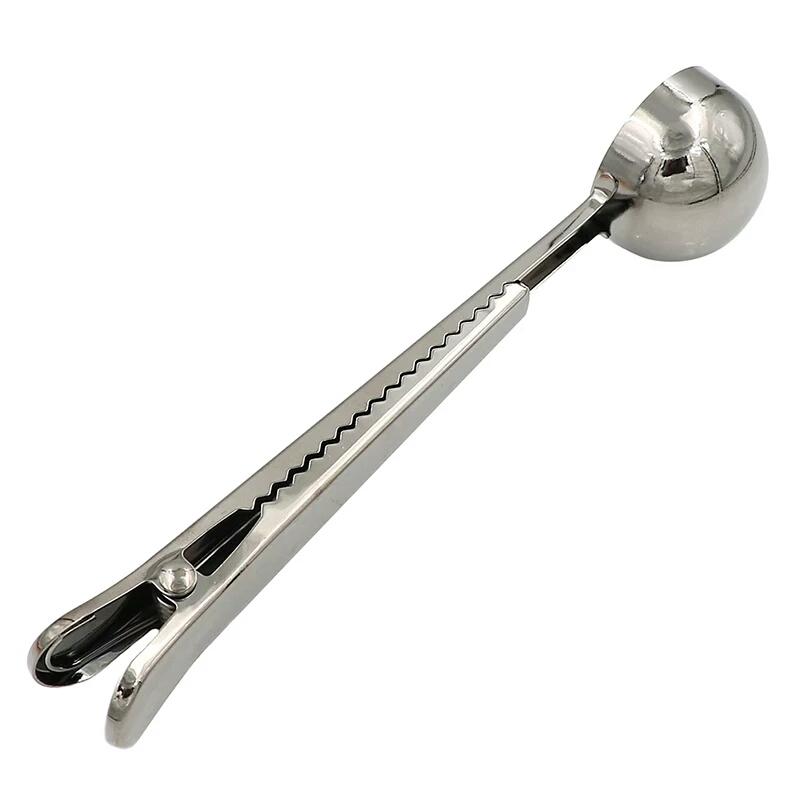 Stainless Steel Coffee Spoon Clip Measuring Spoon Gold Silver Coffee Tea Scoop Measure Spoon with Bag Clip Coffee Accessories