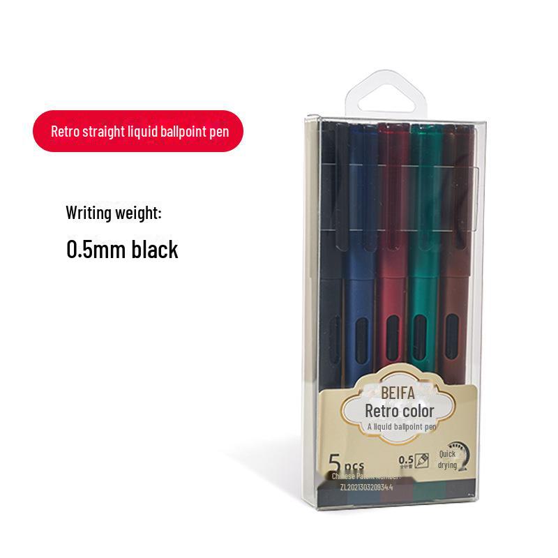 

Упаковка из 5 шариковых ручек Beifa Retro с жидким пером, большой емкости, толщина стержня 0,5 мм, быстросохнущие, идеально подходят для подписей, студентов, экзаменов или использования в офисе. 0.5mm Black