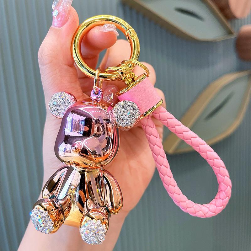 Bear Exquisite Rhinestone Keychain Chic Acrylic Key Holder For Fashionable Women