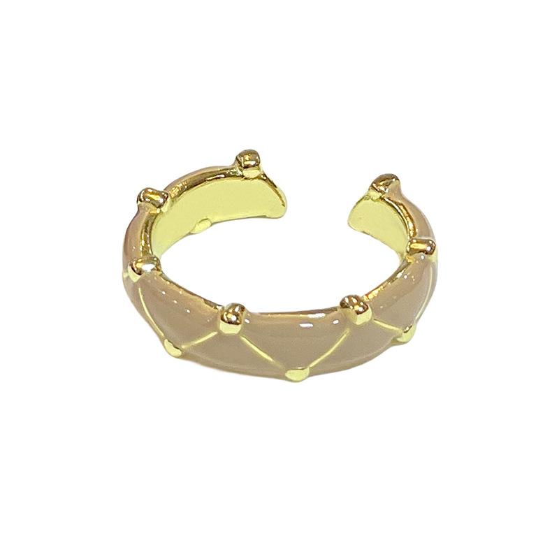 Maillard Gold Irregular Zircon Drop Glaze Ring Light Luxury Niche Design Ring Temperament Index Finger Ring