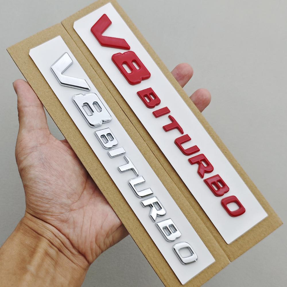 3D ABS Car Sticker V8 BITURBO Logo Emblem Trunk Fender Badge Decal For Mercedes-Benz AMG W218 C63S C63 E63 S63 CLS63 Accessories