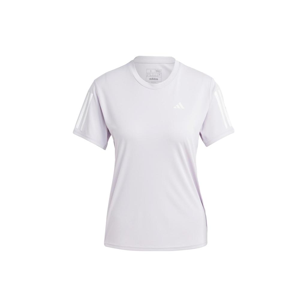 Adidas Own The Run Striped Logo Print Round Neck Short Sleeve T-Shirt Women Tops Light-Purple IC5192