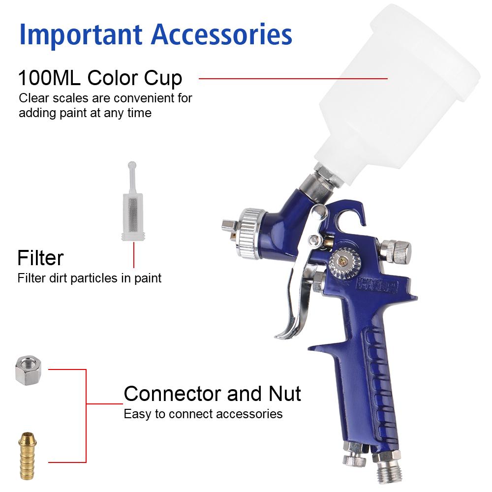 For Painting Car Aerograph Spraying Gun Mini Air Paint Spray Guns Mini Air Paint HVLP Spray Gun 1.0mm Nozzle Airbrush