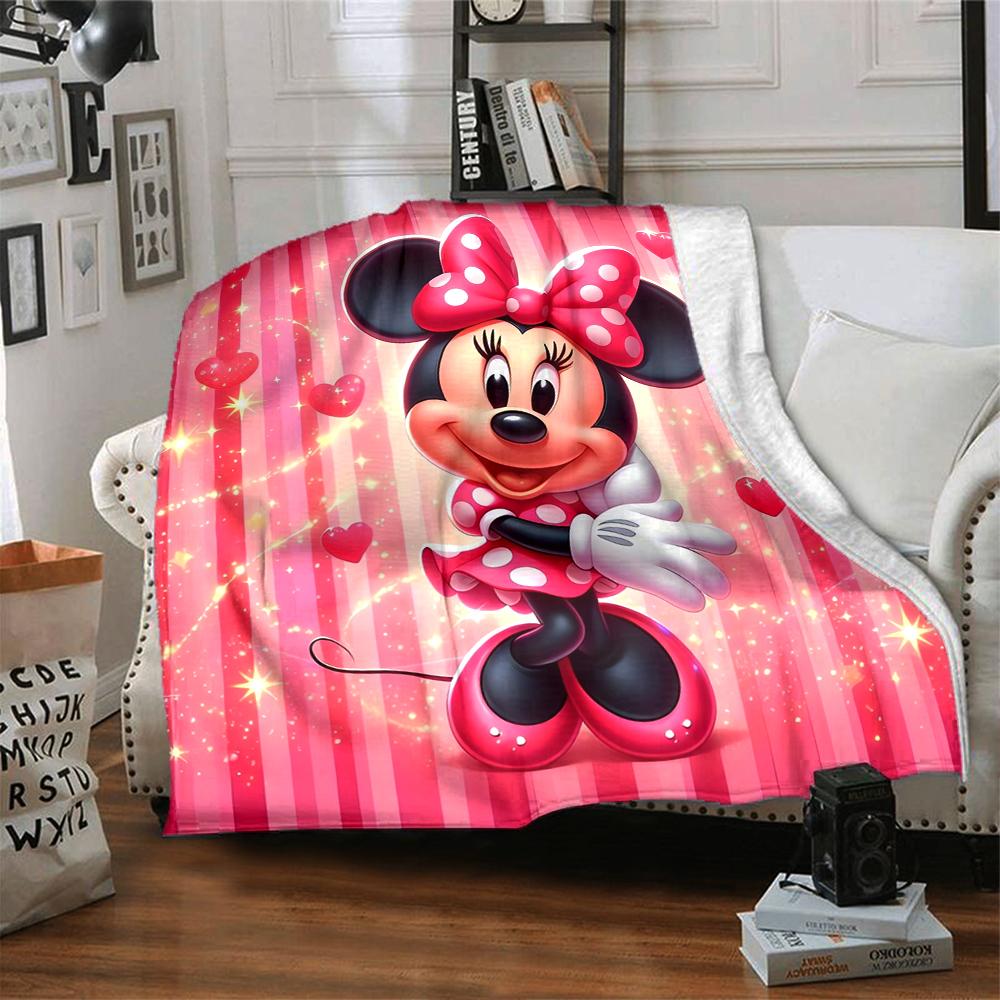 Pink Minnie Mouse Love Blanket Soft Throw Blanket For Home Bedroom Bed Sofa Travel Office Solid Christmas Blanket