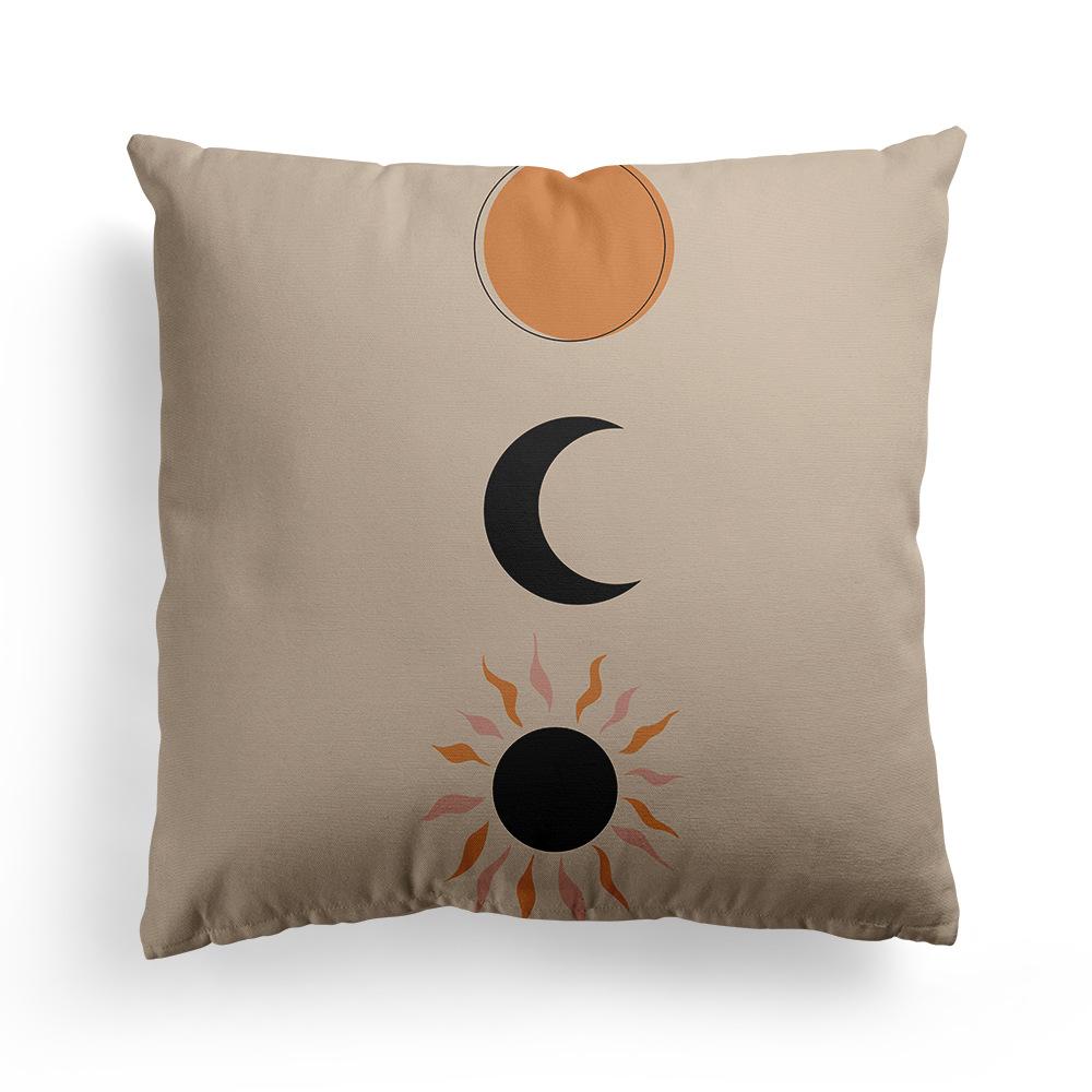 New Nordic Orange Geometric Pillowcase Floral Print Peach Leather Fleece Home Pillow Cushion Cover