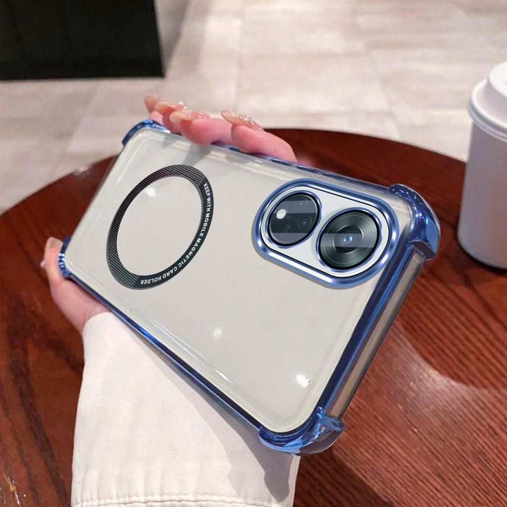 Case for OPPO Reno8 T 5G Clear Magnetic Casing Electroplated Lens Frame Phone Cover