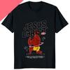 Lustiges Jesus Ist Mein Spotter Aufgedrucktes Grafik-Baumwoll-Herren-T-Shirt Humor Gewichtheben GYM T-Shirt Lässige Mode Streetwear Herren-T-Shirts
