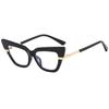 New European and American large frame cat eye flat mirror gold jewelry temple light luxury personality fashion contrasting color design versatile g