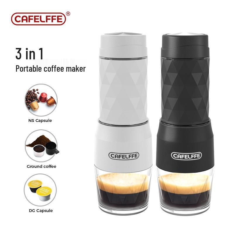 Portable Three-in-One Italian Capsule Coffee Maker: Outdoor Hand-Pressed Travel Coffee Pot