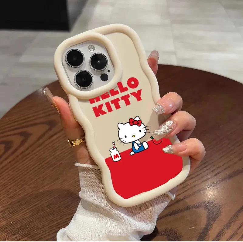 Hello Kitty Chain Case For Iphone 17 Pro Max 16 15 14 13 12 11 Pro Max 17 Air 16e 14 16 15 Plus 16+ Phone Casing Cute Wave TPU