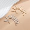 Fashion Metal Feather Ear Cuff Earrings for Women Exaggerated C-Shaped Ear Hook Without Ear Hole Clip On Earrings Decor Jewelry