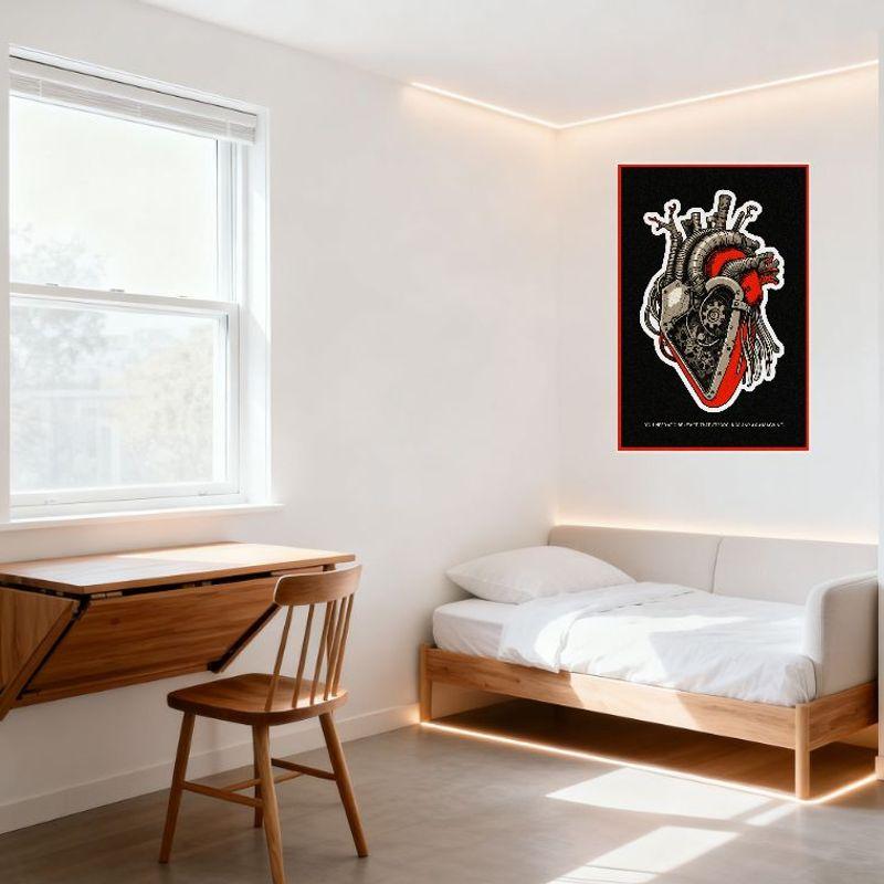 Mechanical Heart Metal Tin Sign Industrial Anatomical Style Wall Decor for Bar Pub Home Cafe, 8x12 Inch Retro Iron Poster Art Wi