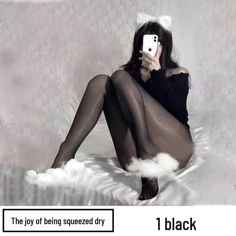 Perleťové dámské punčochy - Lesklé černé a bílé hedvábné, Ultratenké, Zeštíhlující, Šedé punčochové kalhoty pro vylepšení pokožky na léto.