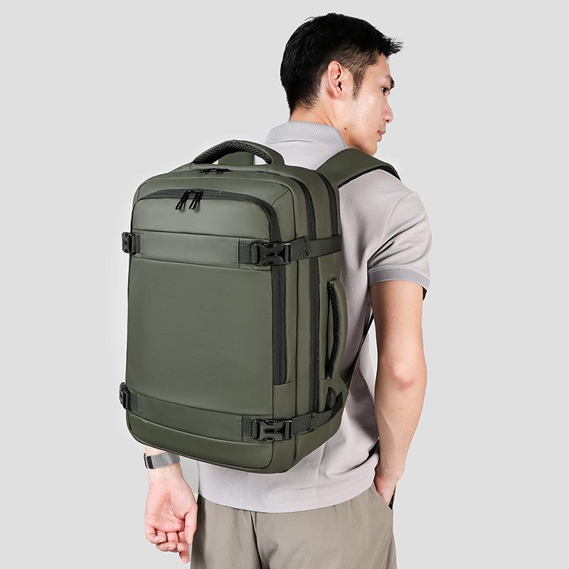 

Large Capacity Wear-resistant Travel Business Backpack with Multifunctional Laptop Compartment зелений