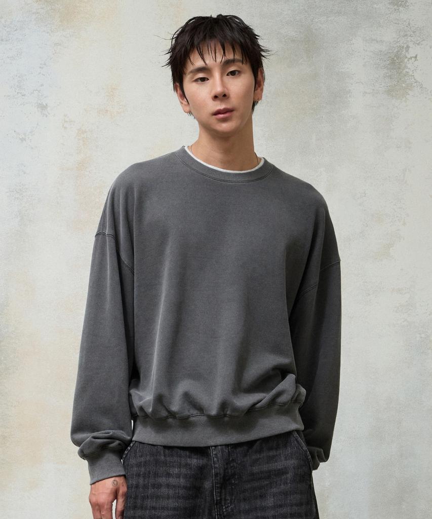 AGOD Layered Crew Neck Sweatshirt [Pigment Charcoal]