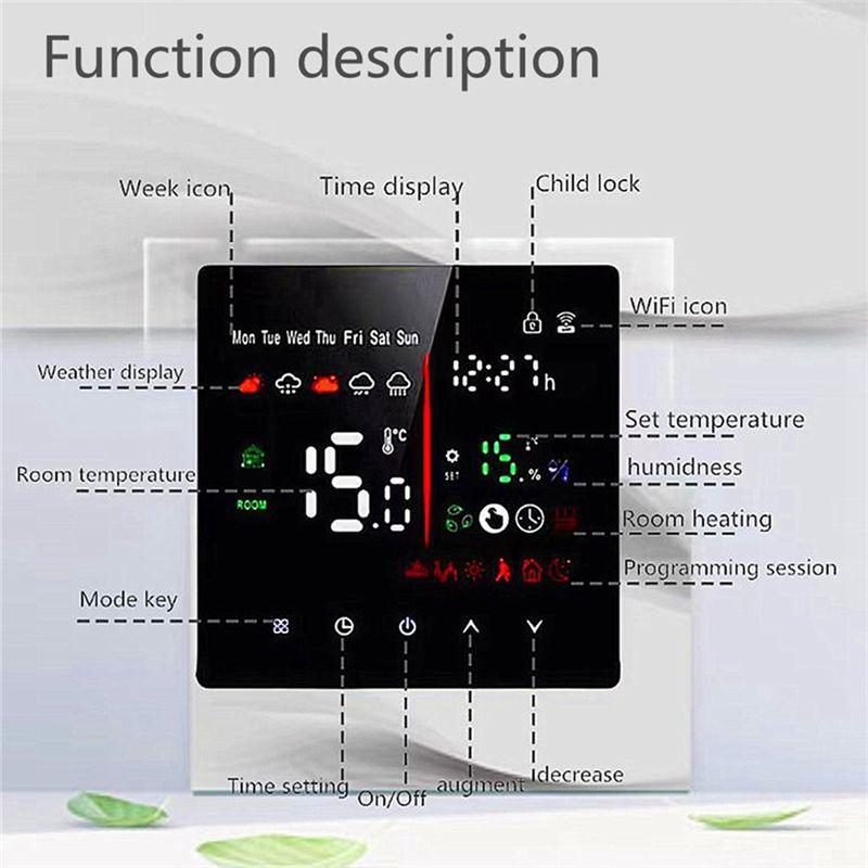 Aug. Embedded Thermostat Without WIFI 16A Electric Heater Smart Timing Touchscreen Control Programmable Thermostat For House B