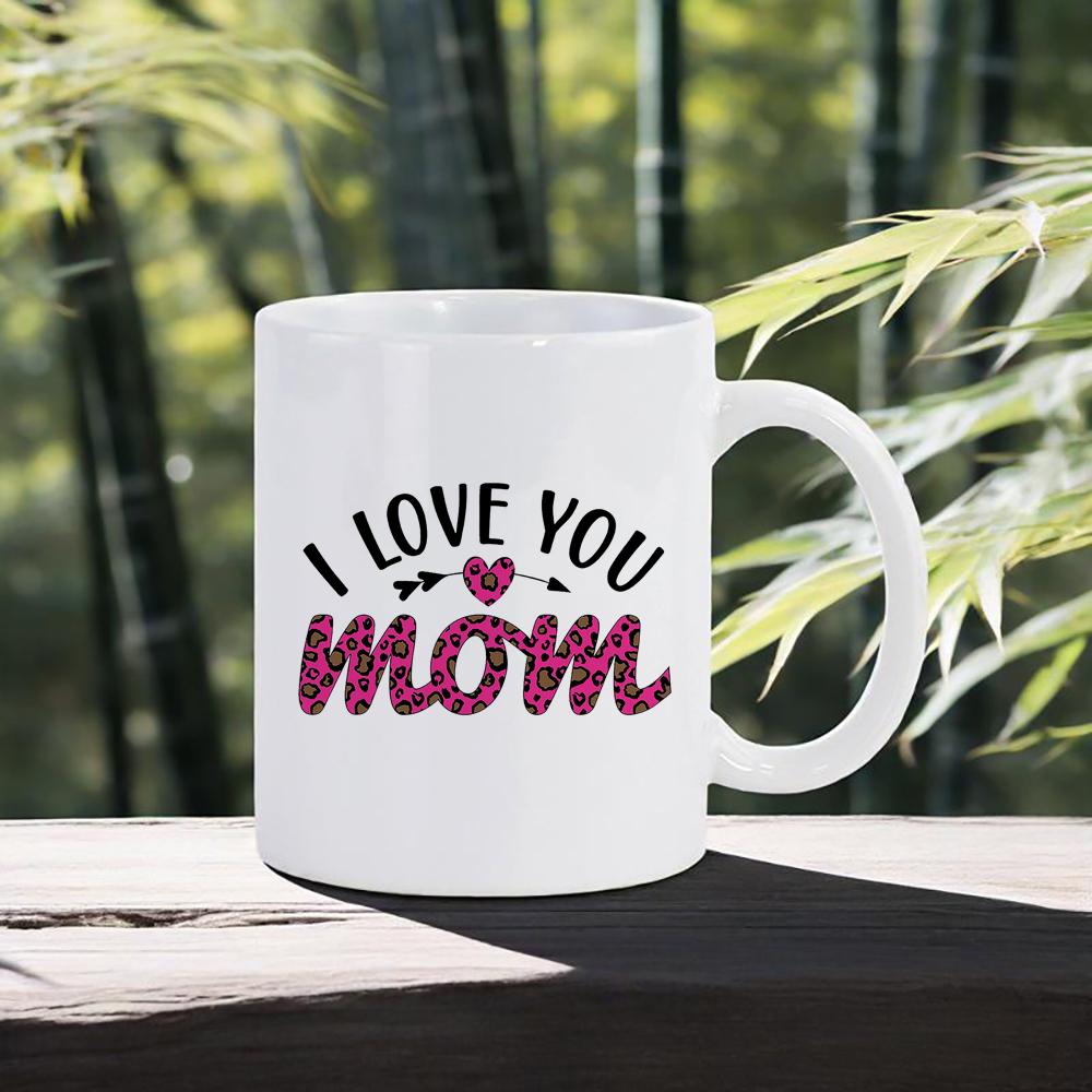 Mother's Day Coffee Mug Love You Mom Ceramic Mug Floral Pattern Water Cup for Mum Cozy Present for Mother Daily Use Unusual Mugs