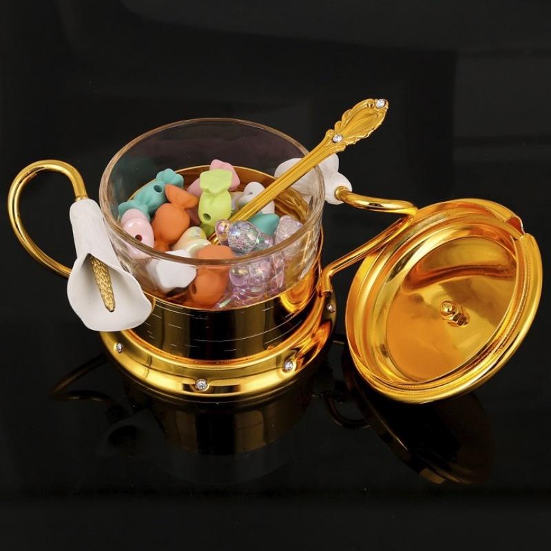 Seasoning Salt Jar Bowl With lid and Spoon Salt Bowl Organizer Glass Cream Jar Sugar Holder for Coffee Beans Pots Kitchen Tools