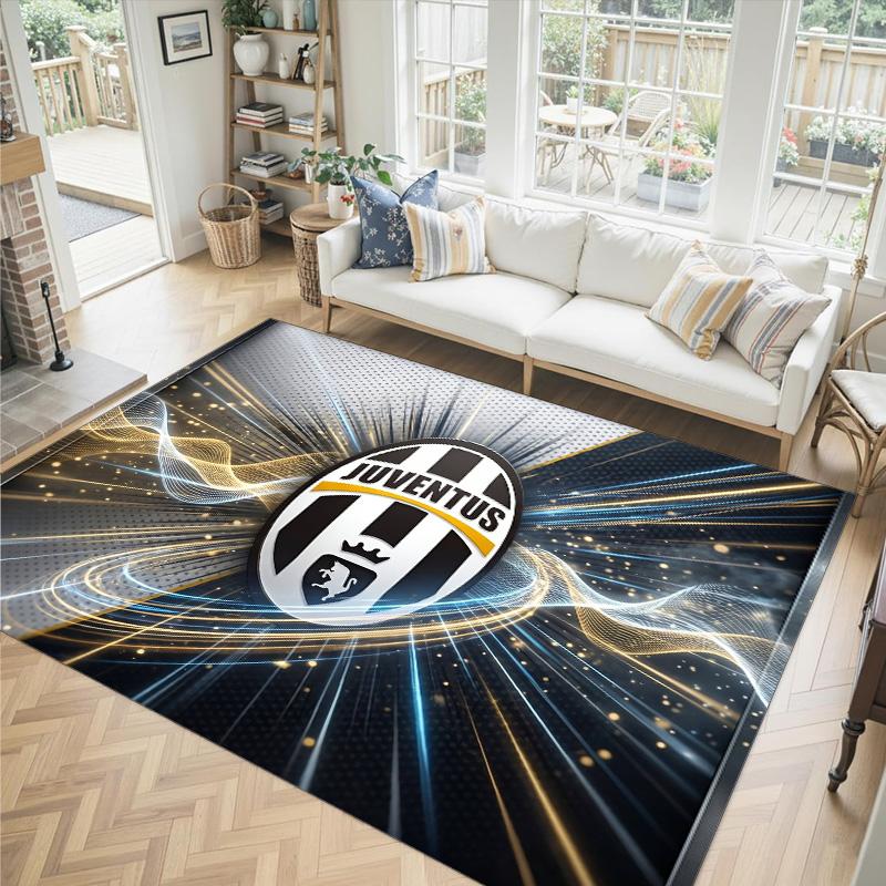 Juventus FC Design Crystal Velvet Carpet Cozy Non?Slip Printed Rug For Bedroom Living Room Entrance