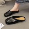 New Silver V Mouth Half Drag Women 2024 New Versatile Square Head Flat Bottom Slippers Women Soft Bottom Light Mouth Cool Slippers Women